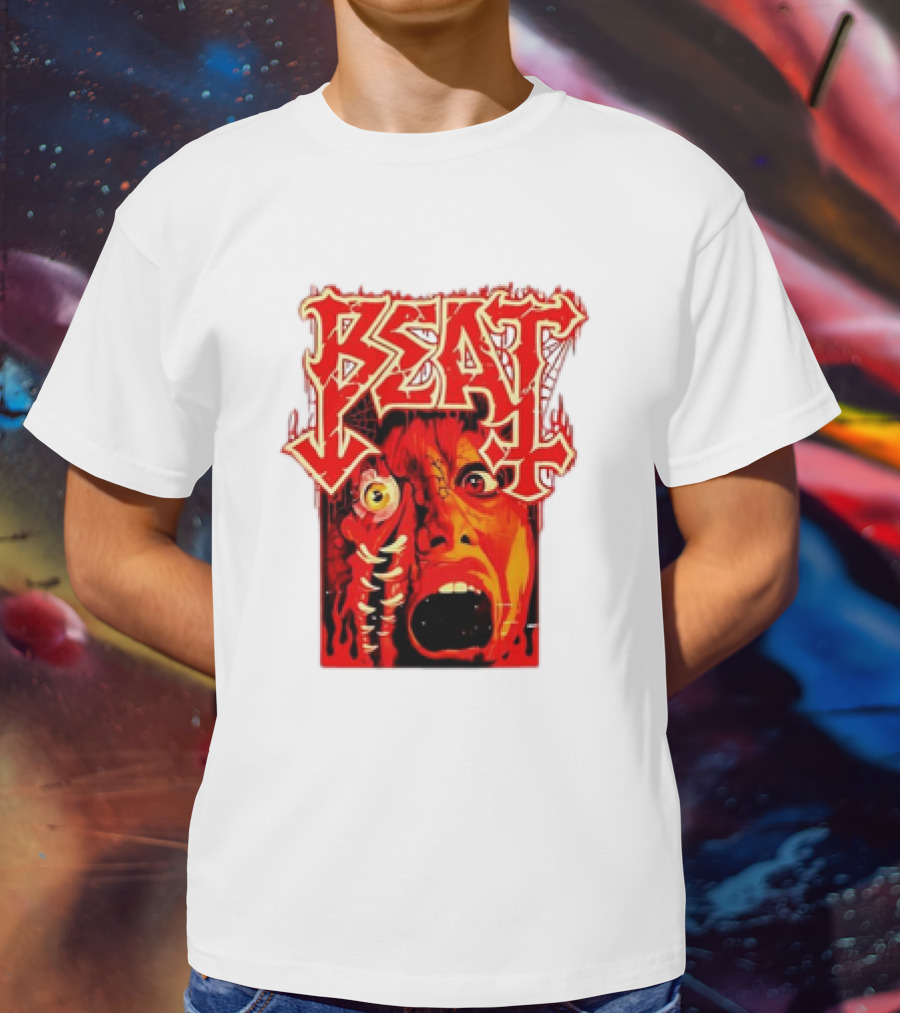 Beat Mutation Horror Zombie Face With Screaming Expression T-Shirt