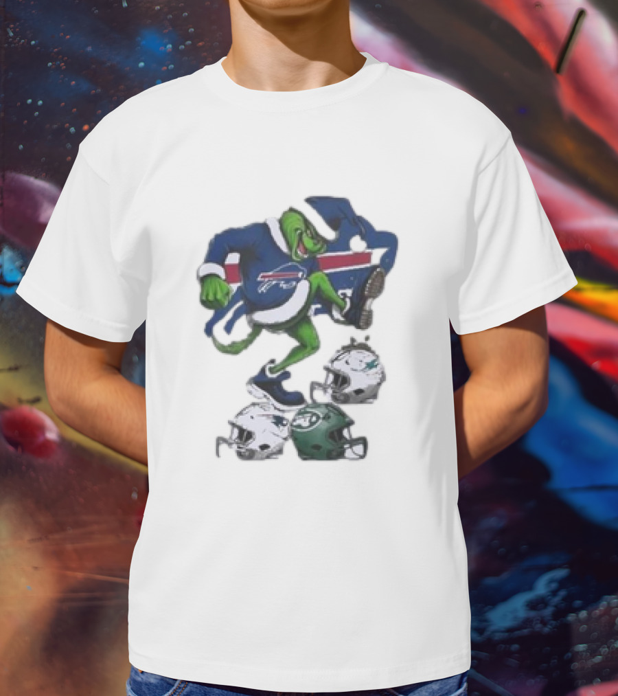 Christmas Grinch Buffalo Bills Stomp Helmets NFL Teams T-Shirt