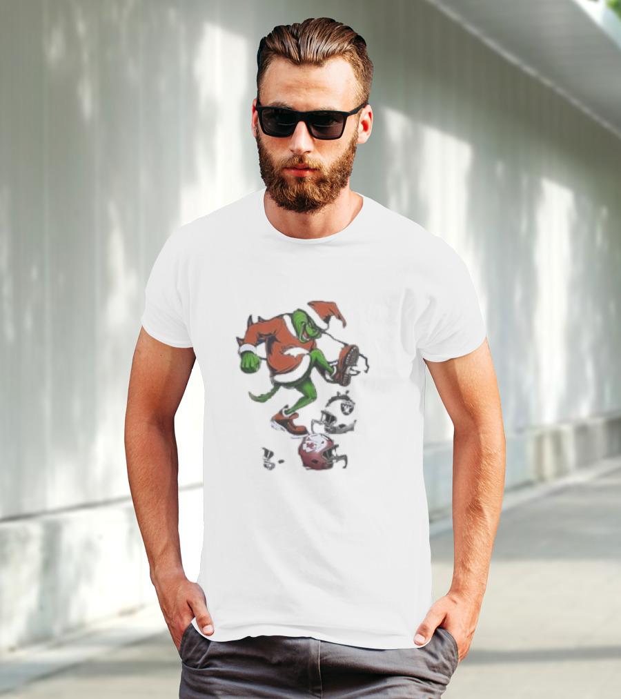 Grinch Christmas X Denver Broncos Stomps Kansas City Chiefs NFL Helmets T-Shirt