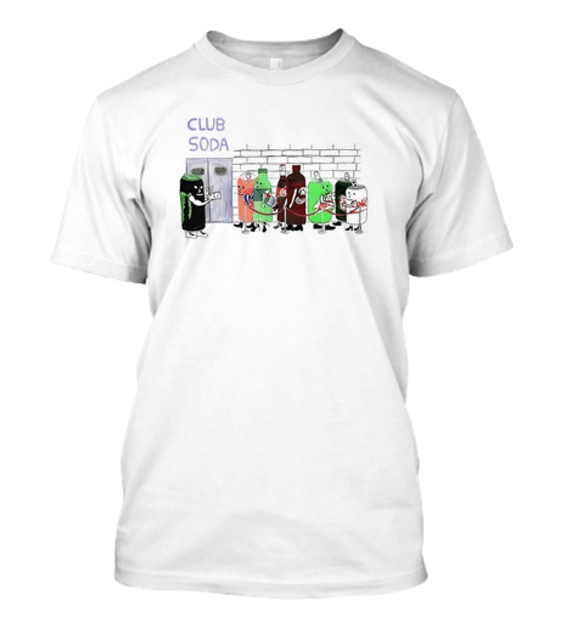 Club Soda Lineup With Colorful Cartoon Soda Bottles T-Shirt