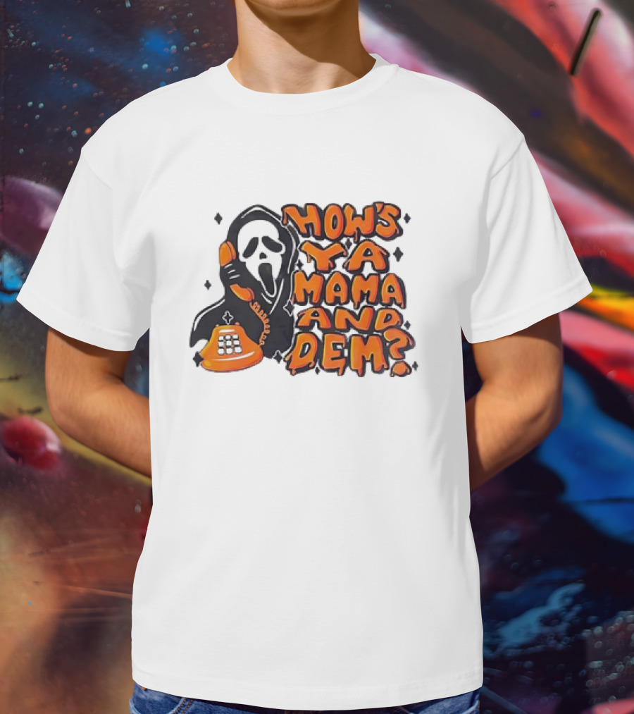 Ghostface How's Ya Mama And Dem Phone Call Retro 90s Horror T-Shirt