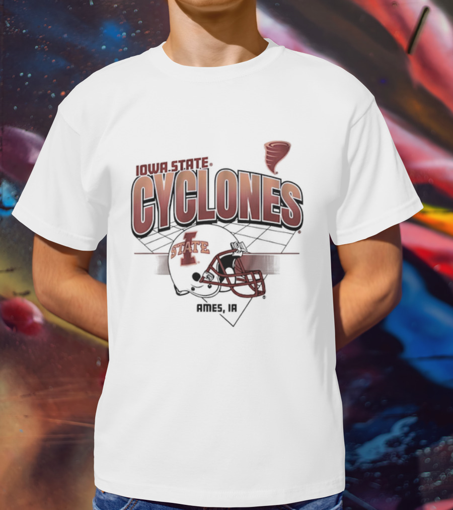 Iowa State Cyclones Ames Helmet Grid Tornado Vintage T-Shirt