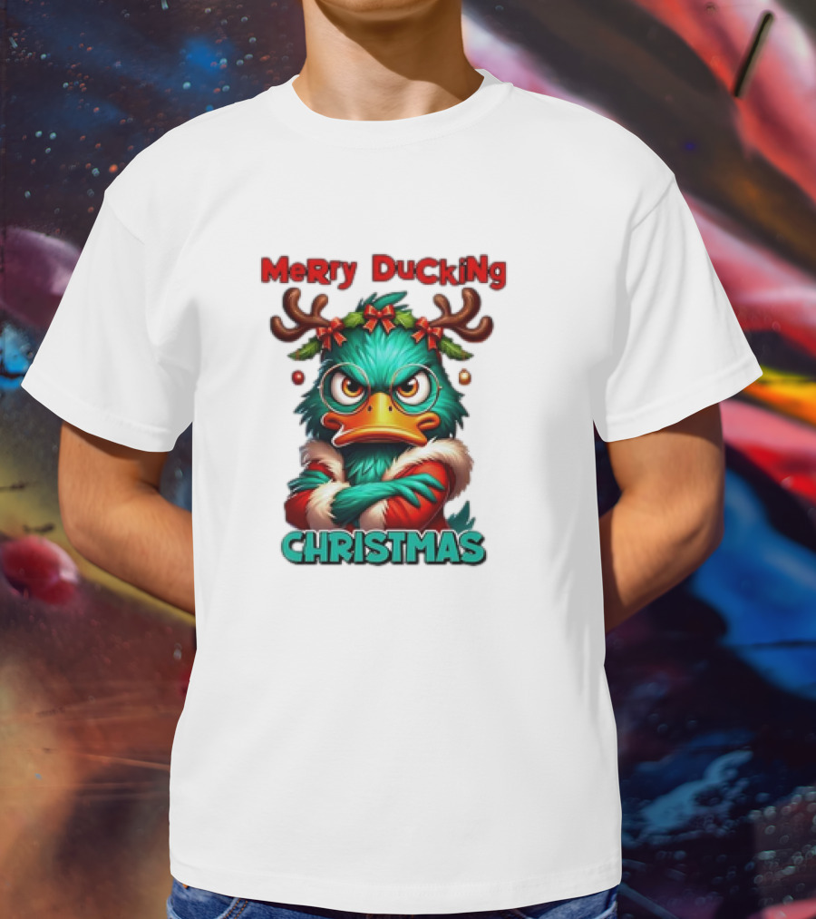 Merry Ducking Grumpy Duck Christmas T-Shirt