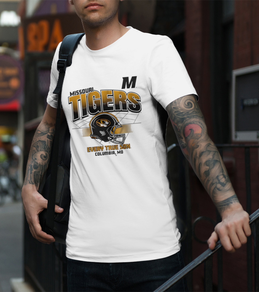 Missouri Tigers Football Helmet Every True Son Columbia MO Vintage T-Shirt