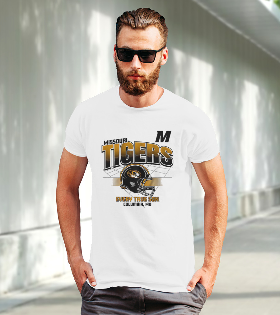Missouri Tigers Football Helmet Every True Son Columbia MO Vintage T-Shirt