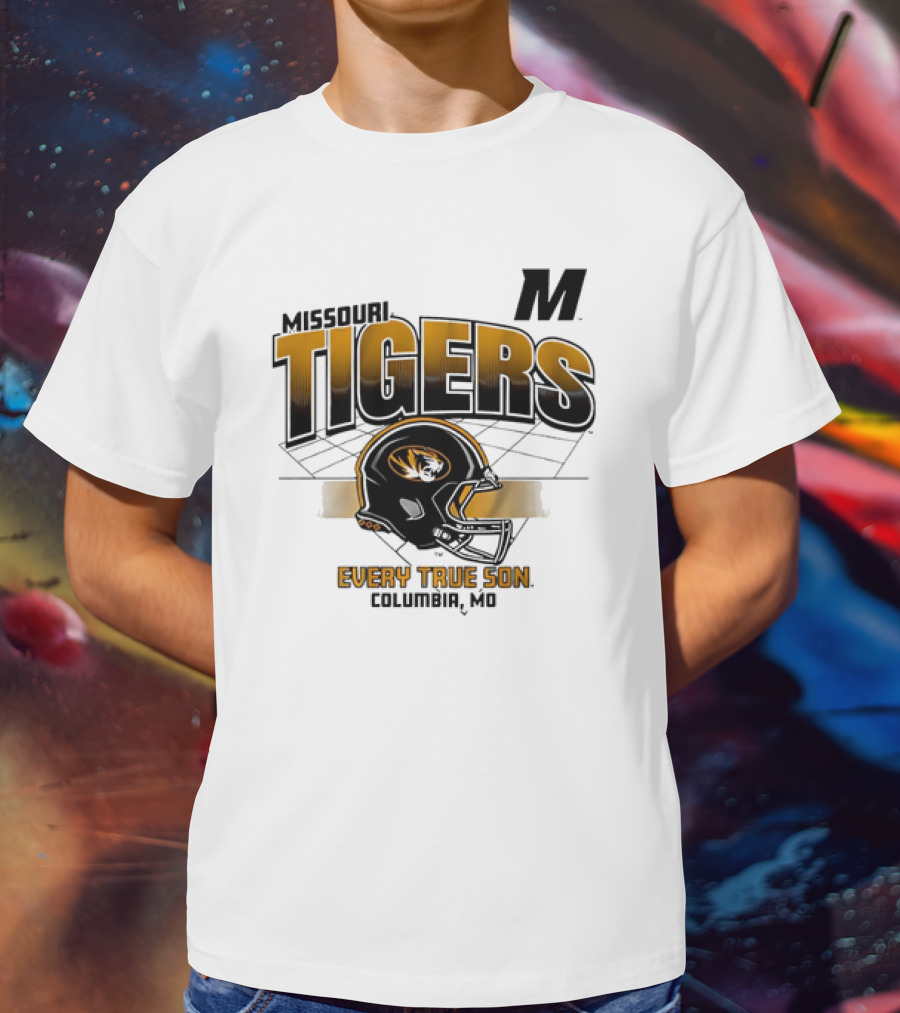 Missouri Tigers Football Helmet Every True Son Columbia MO Vintage T-Shirt