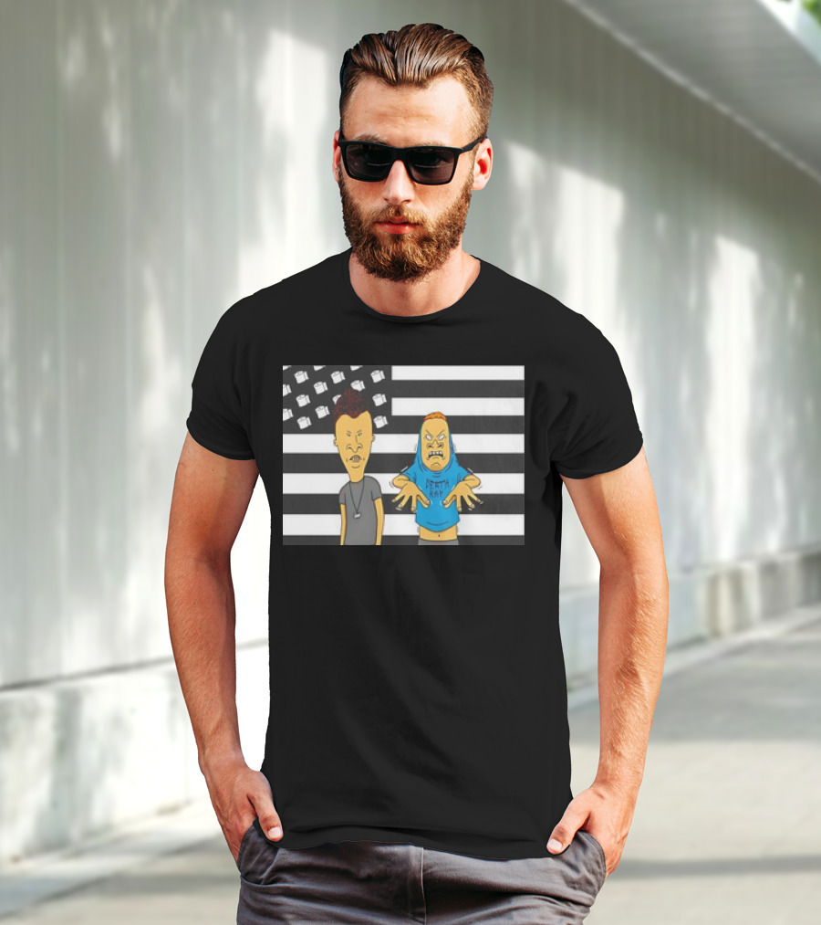 Beavis And Butthead Cornholio Death Rap American Flag T-Shirt