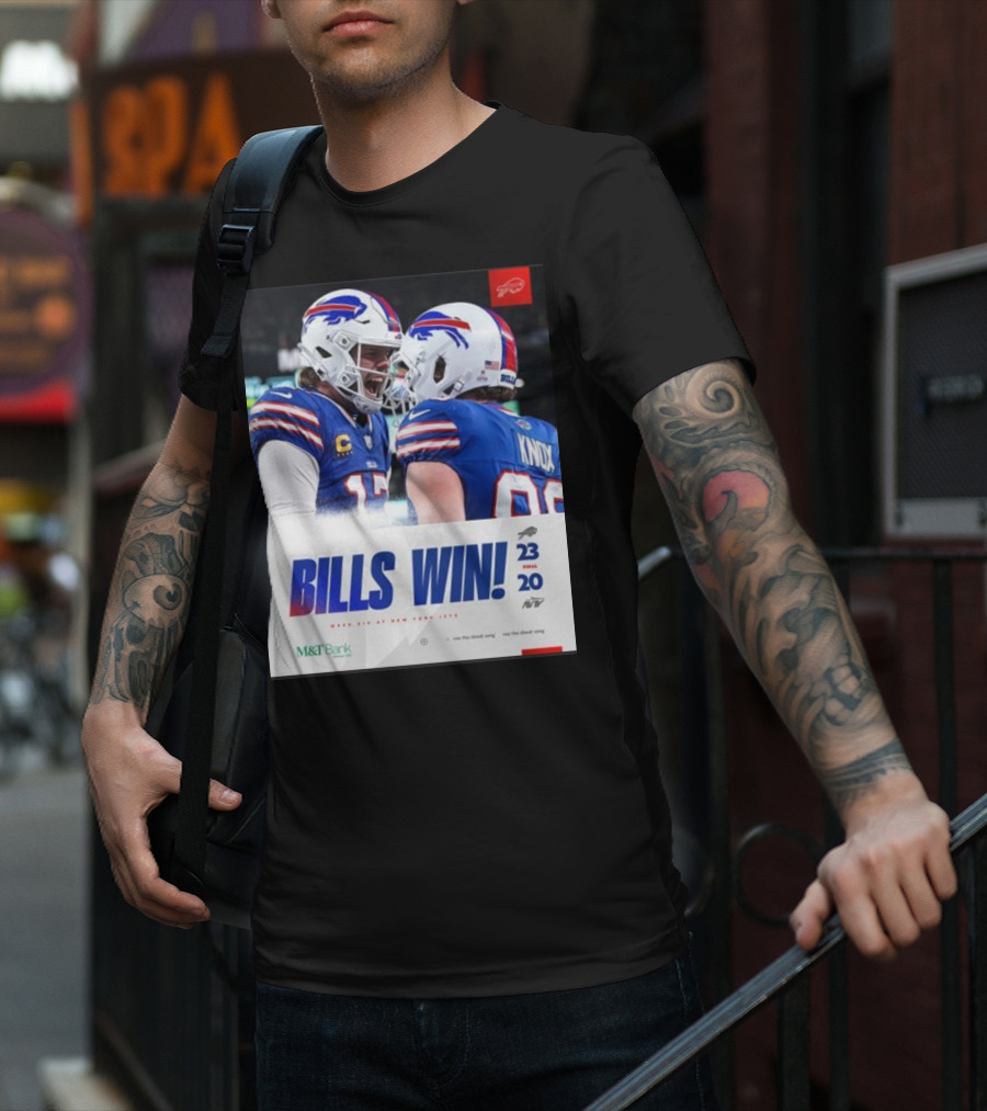 Bills Win 23-20 New York Jets NFL Victory Knox M&T Bank T-Shirt