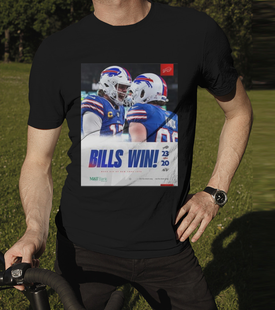 Bills Win 23-20 New York Jets NFL Victory Knox M&T Bank T-Shirt