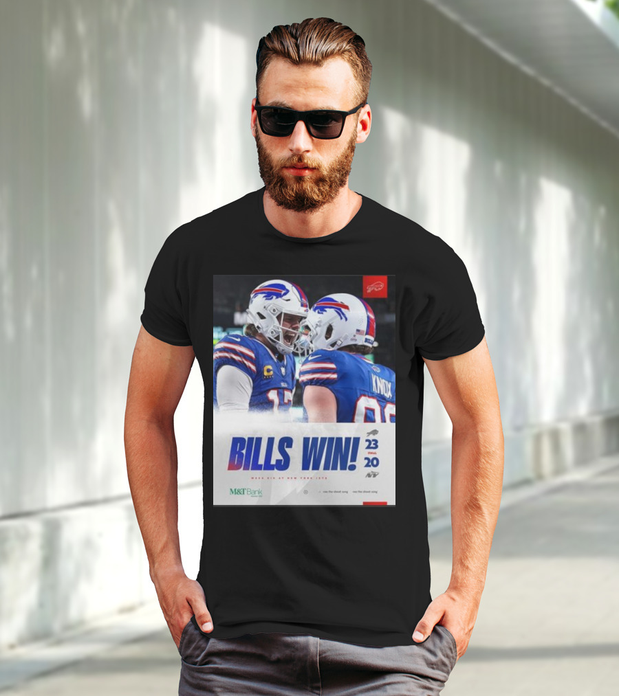 Bills Win 23-20 New York Jets NFL Victory Knox M&T Bank T-Shirt