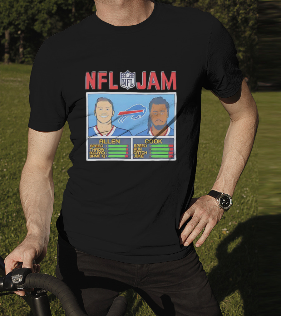 Buffalo Bills Josh Allen James Cook NFL Jam Player Stats T-Shirt