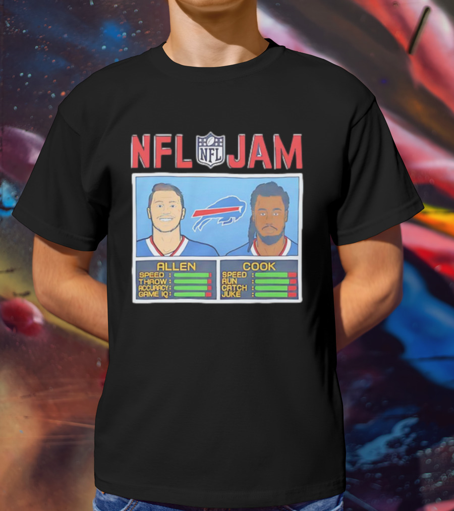 Buffalo Bills Josh Allen James Cook NFL Jam Player Stats T-Shirt