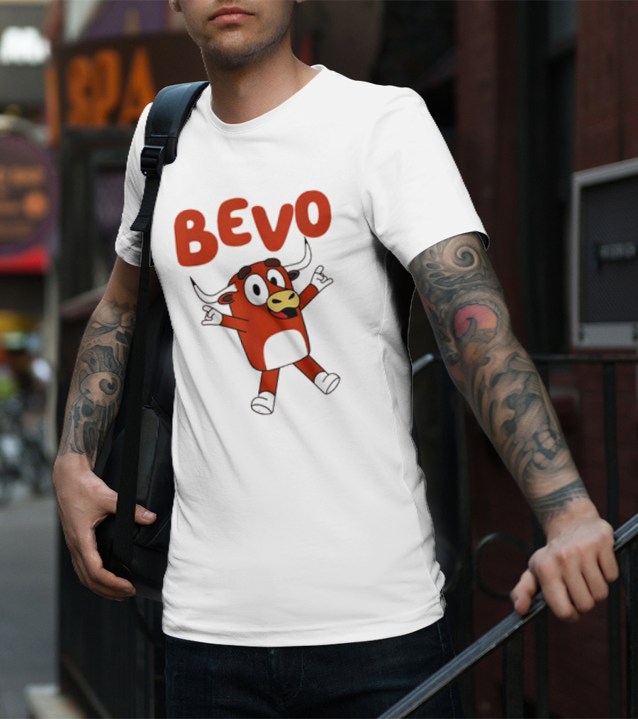 Bevo Cartoon Longhorn Bull Character Funny T-Shirt