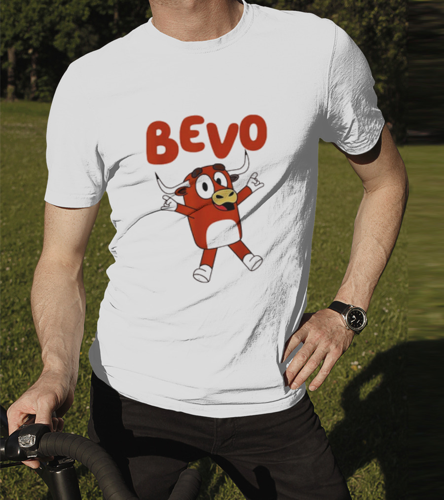 Bevo Cartoon Longhorn Bull Character Funny T-Shirt