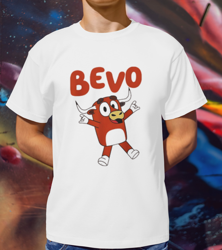 Bevo Cartoon Longhorn Bull Character Funny T-Shirt