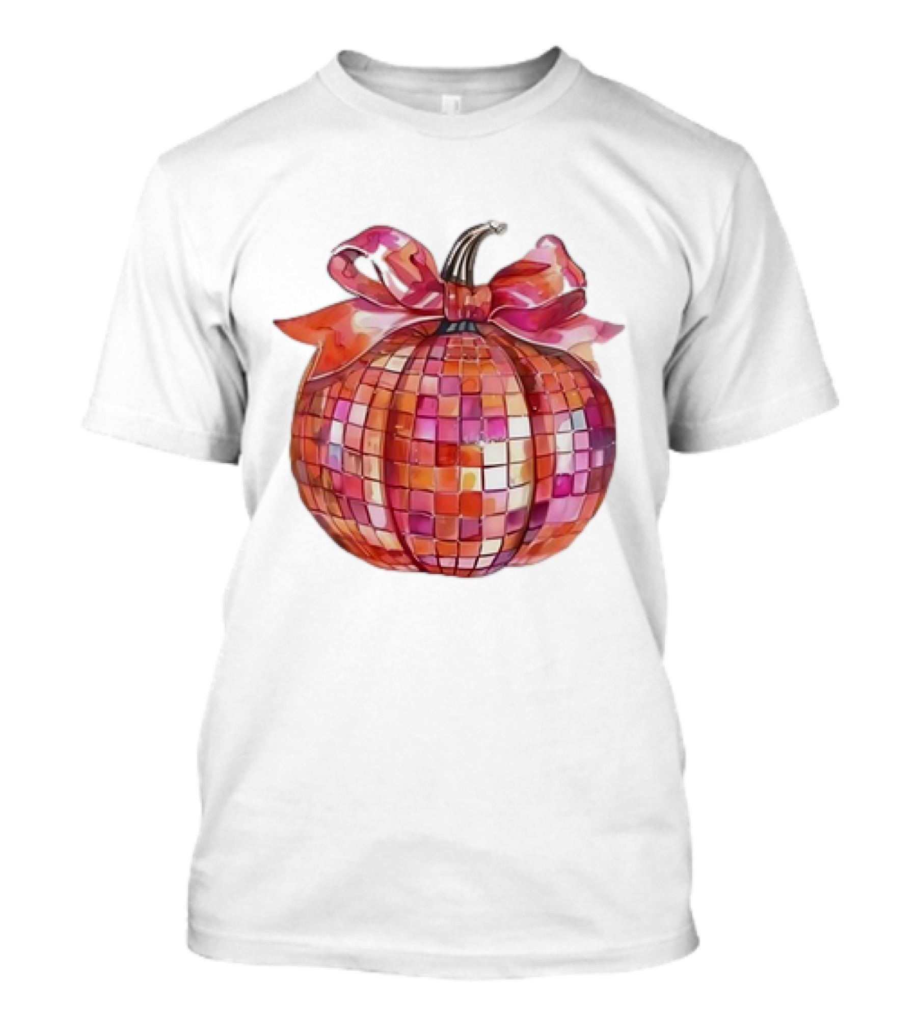 Retro Coquette Mosaic Bow Pumpkin T-Shirt