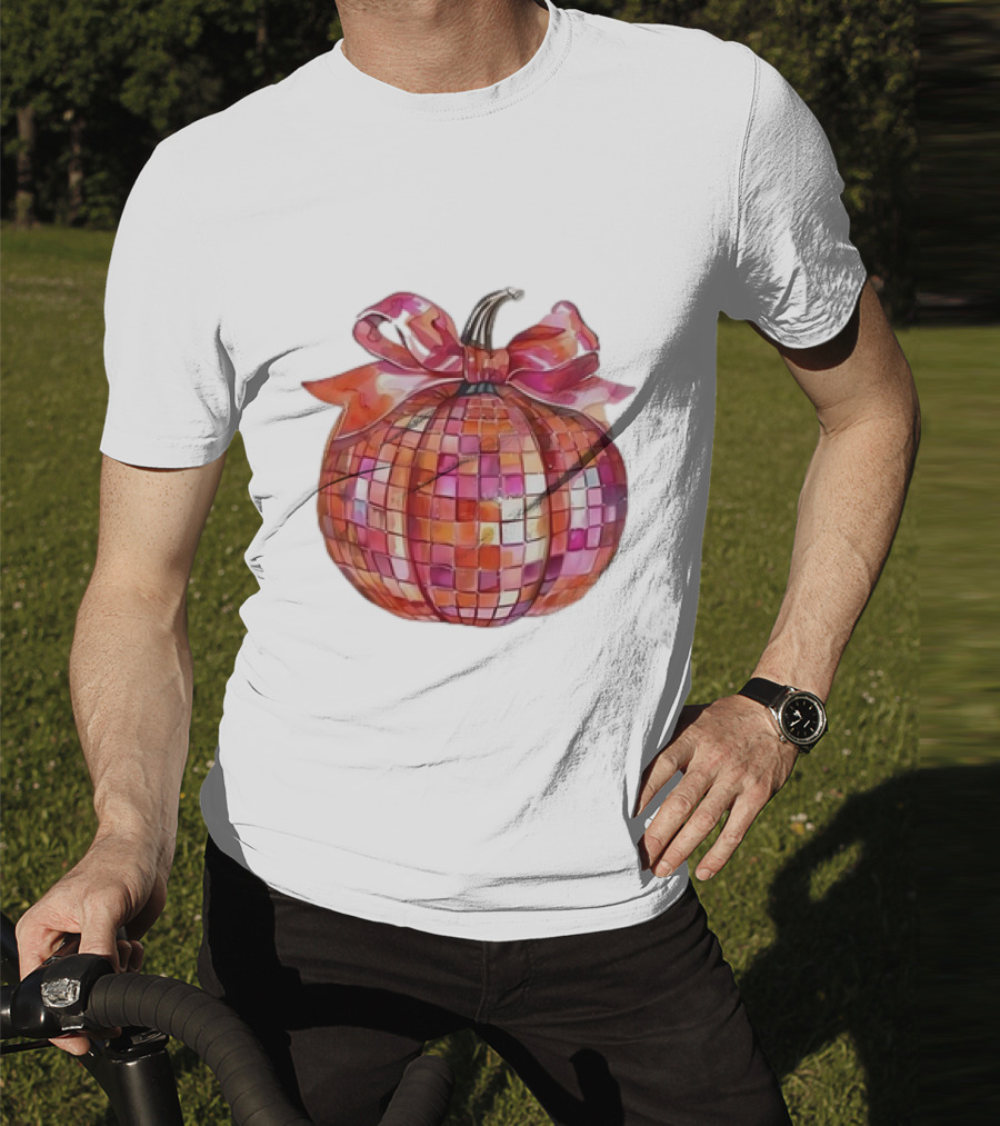 Retro Coquette Mosaic Bow Pumpkin T-Shirt