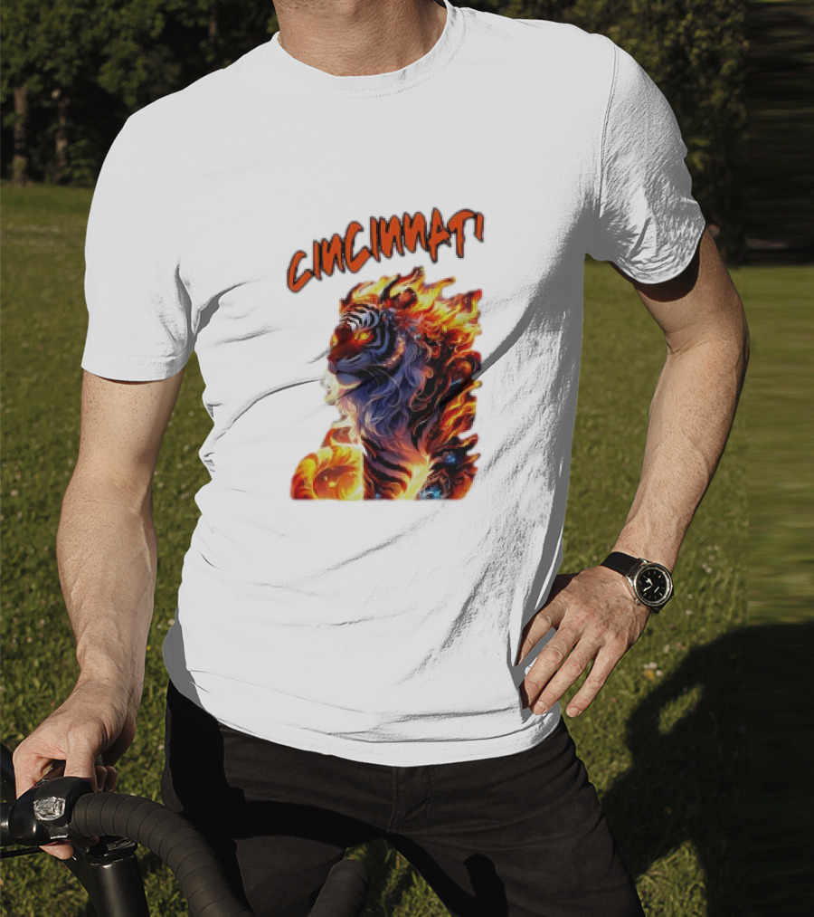Cincinnati The Bengel’s Live Old West Football Tiger Flame T-Shirt