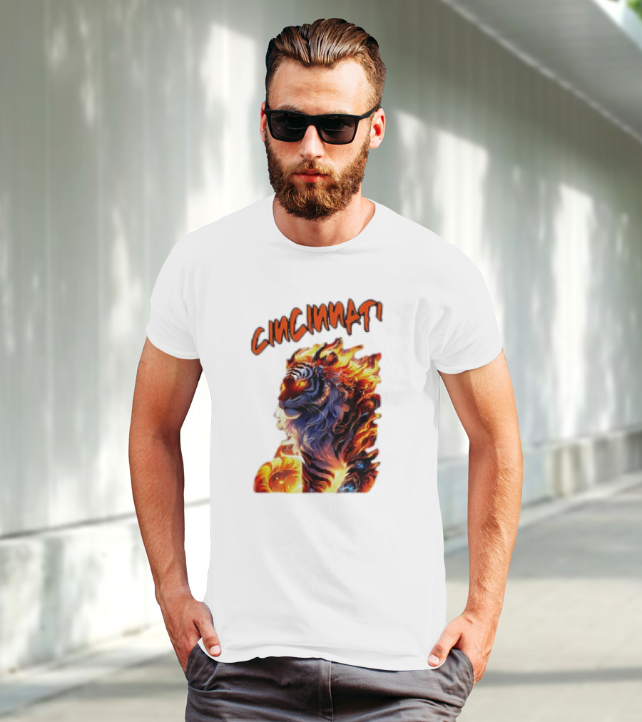 Cincinnati The Bengel’s Live Old West Football Tiger Flame T-Shirt