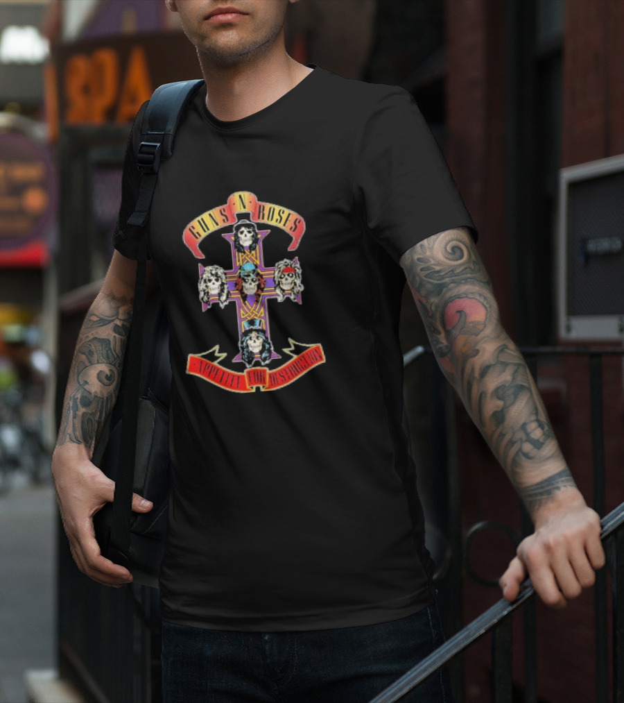 Guns N Roses Appetite For Destruction Cross Skulls T-Shirt