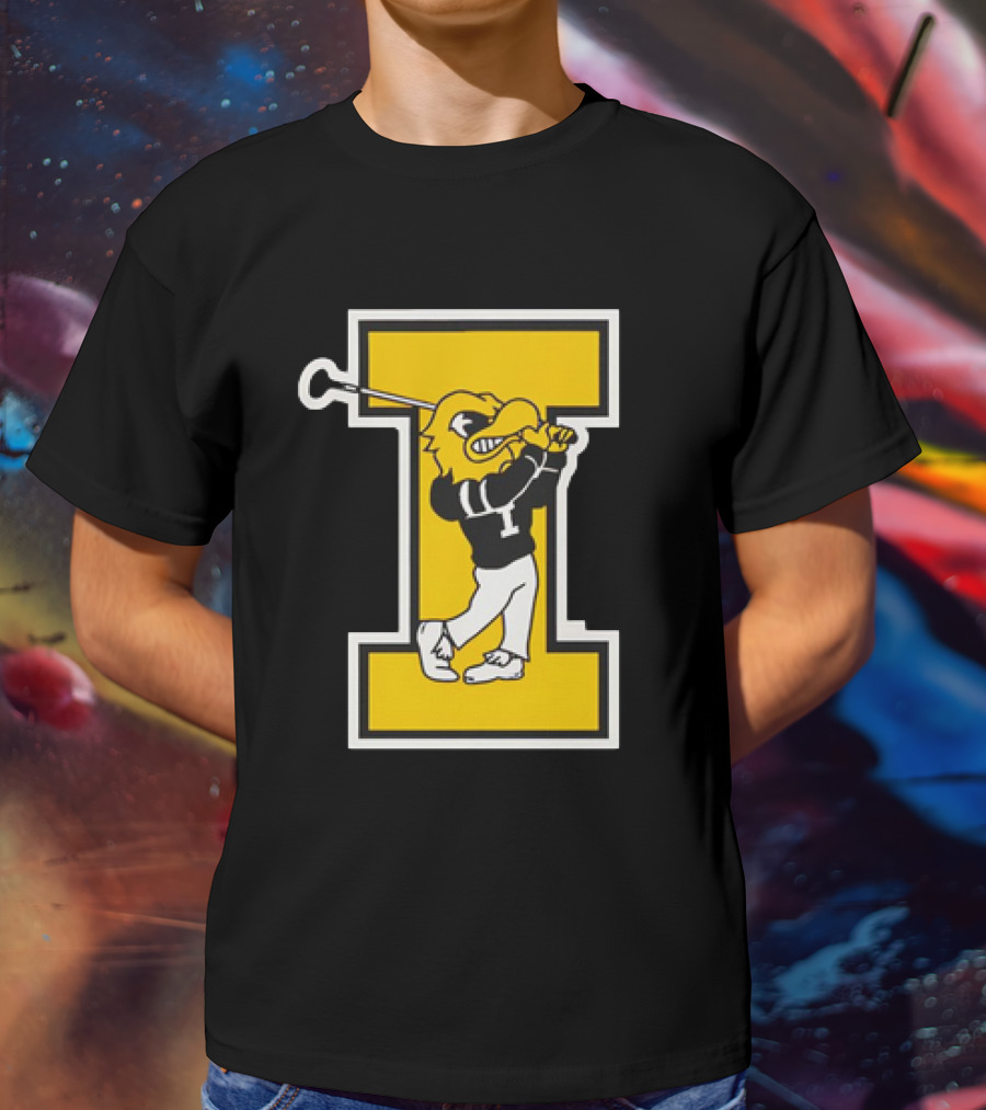 Iowa Hawkeyes Golf Vintage Logo Swinging Herky T-Shirt
