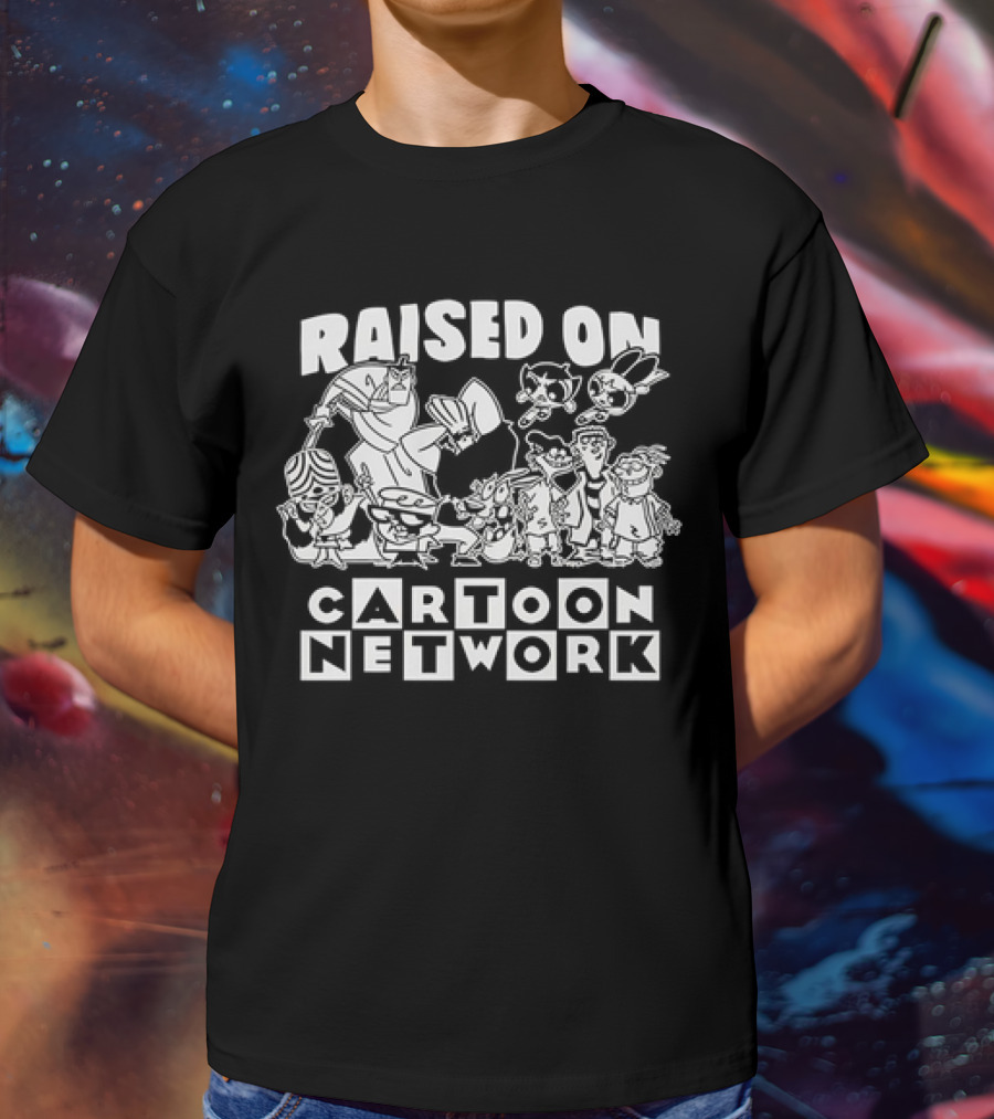 Raised On Cartoon Network Nostalgia Featuring Iconic Characters From Classic Shows T-Shirt