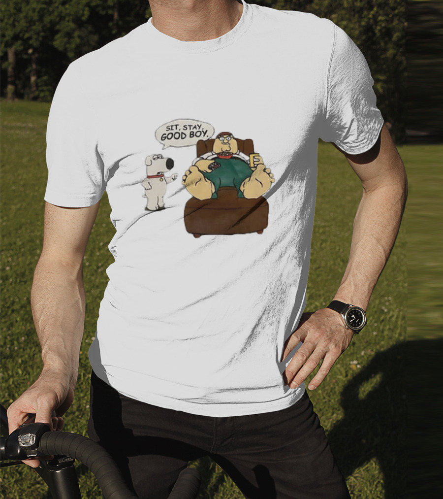 Family Guy Sit Stay Good Boy Brian And Peter Couch Scene T-Shirt