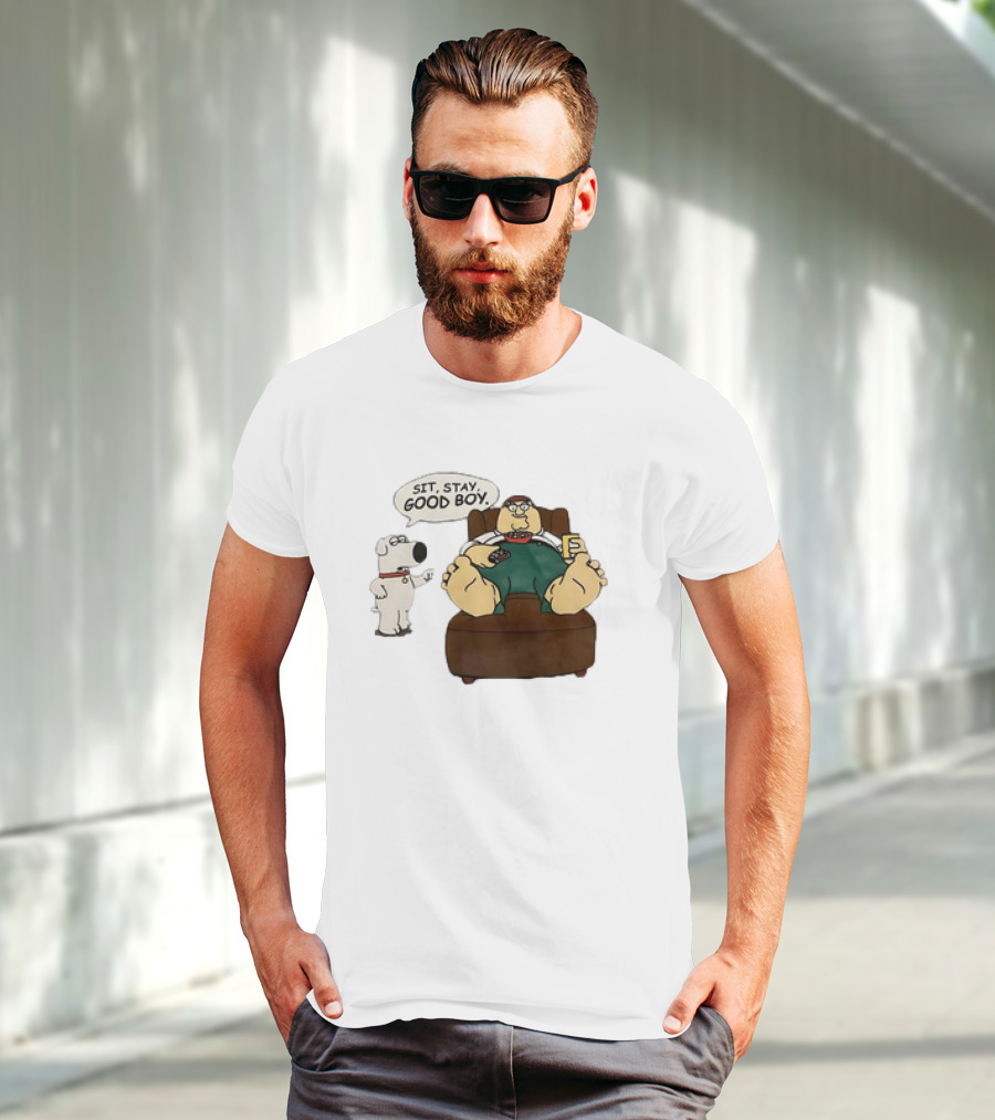 Family Guy Sit Stay Good Boy Brian And Peter Couch Scene T-Shirt