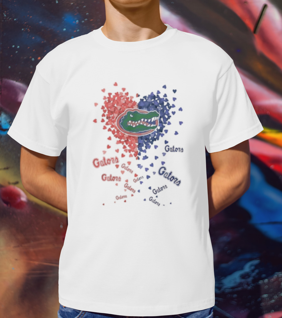 Gators Florida Heart Logo Passionate Blue Orange Colors T-Shirt