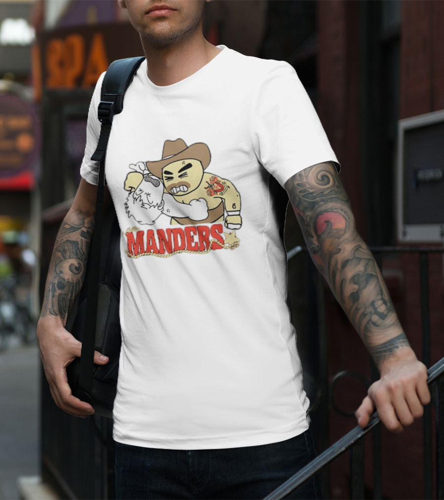 Manders Cartoon Cowboy Punching Drawing T-Shirt