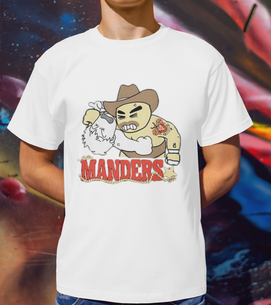 Manders Cartoon Cowboy Punching Drawing T-Shirt