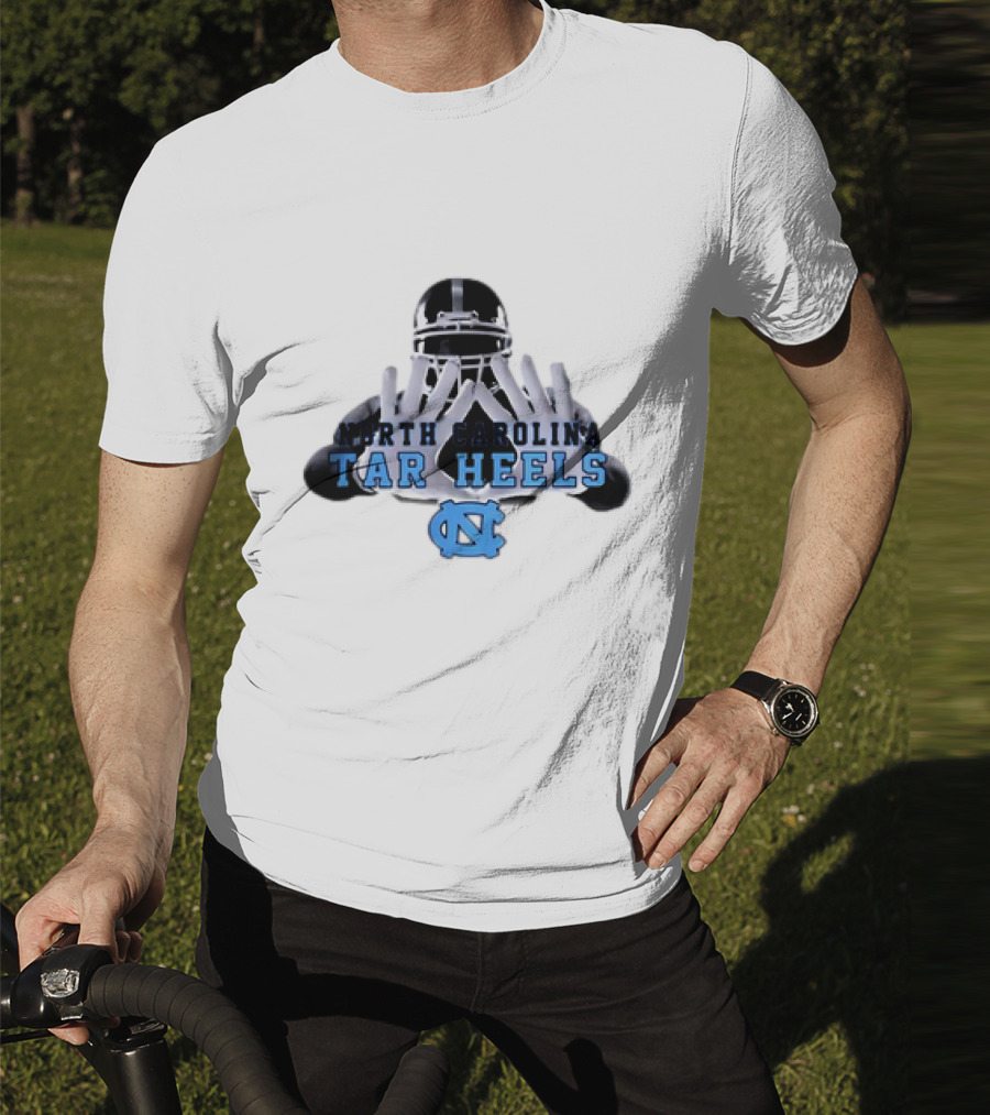 North Carolina Tar Heels Football Helmet Hands T-Shirt