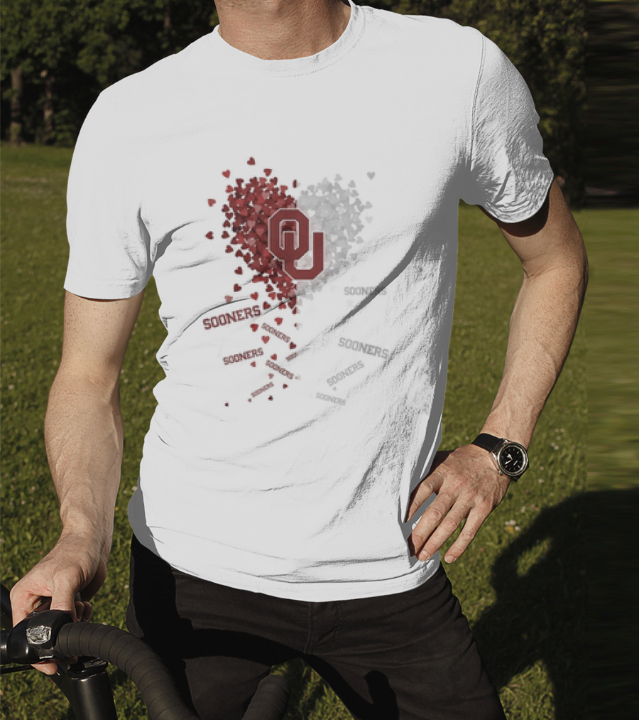 Oklahoma Sooners OU Logo Heart With Sooners Text T-Shirt