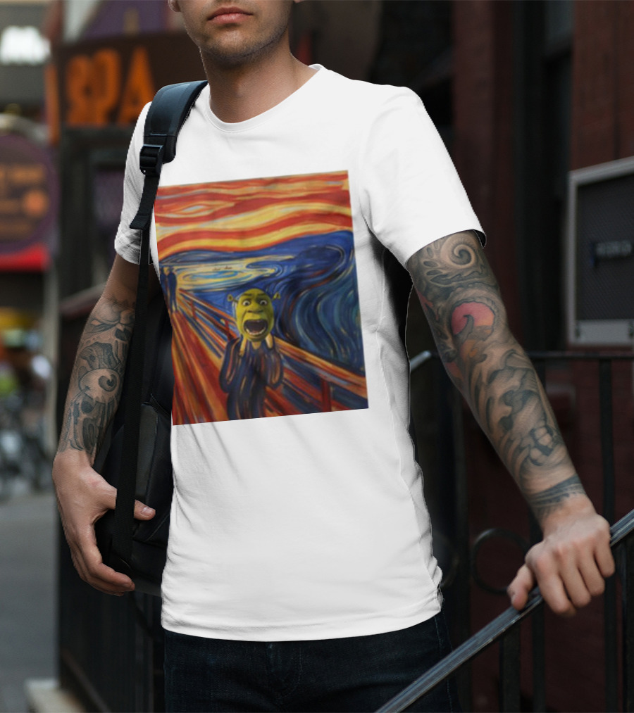 Shrek The Scream Edvard Munch Style Parody Painting T-Shirt