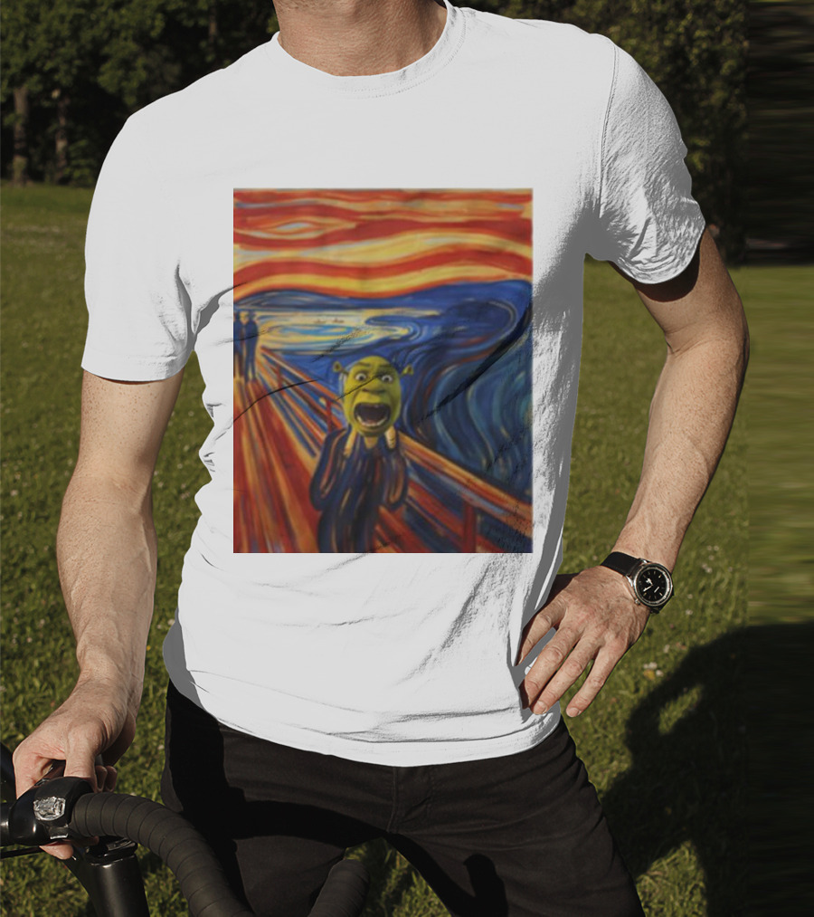 Shrek The Scream Edvard Munch Style Parody Painting T-Shirt