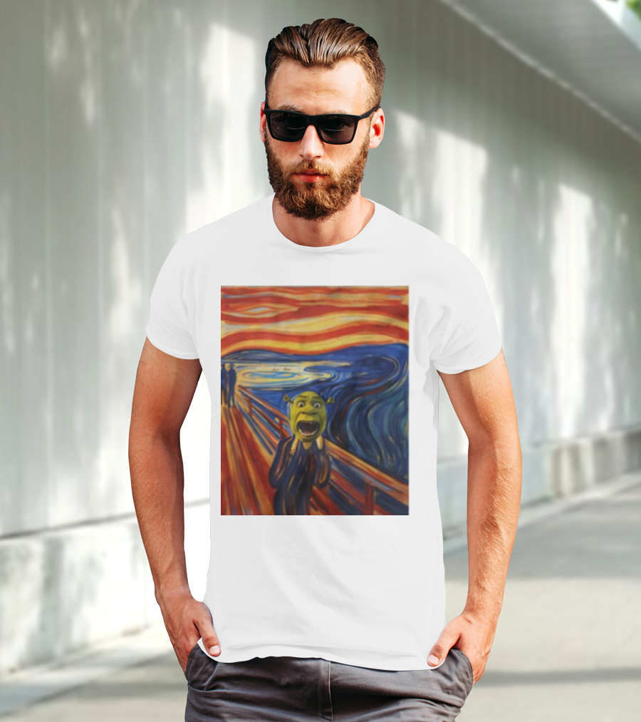 Shrek The Scream Edvard Munch Style Parody Painting T-Shirt