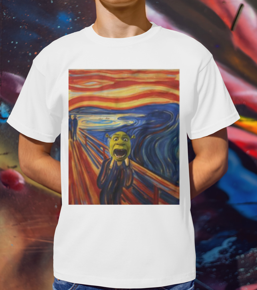 Shrek The Scream Edvard Munch Style Parody Painting T-Shirt