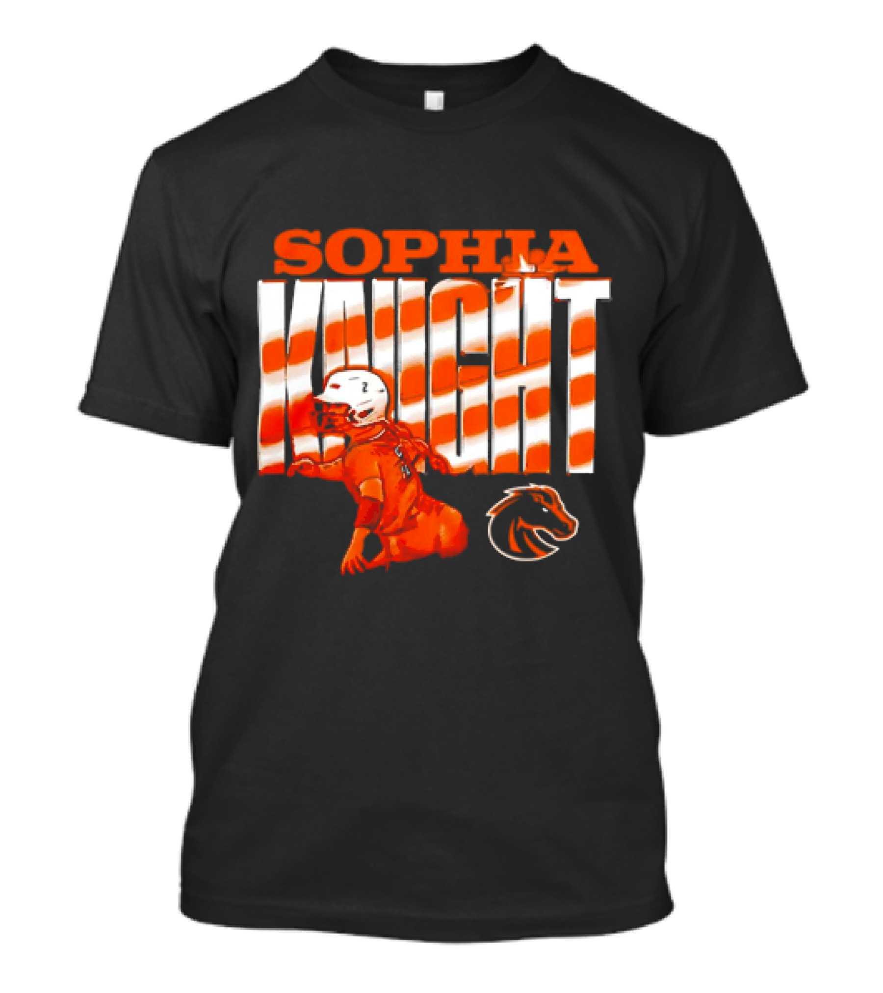 Boise State Broncos Sophia Knight Football Cartoon With Bronco T-Shirt