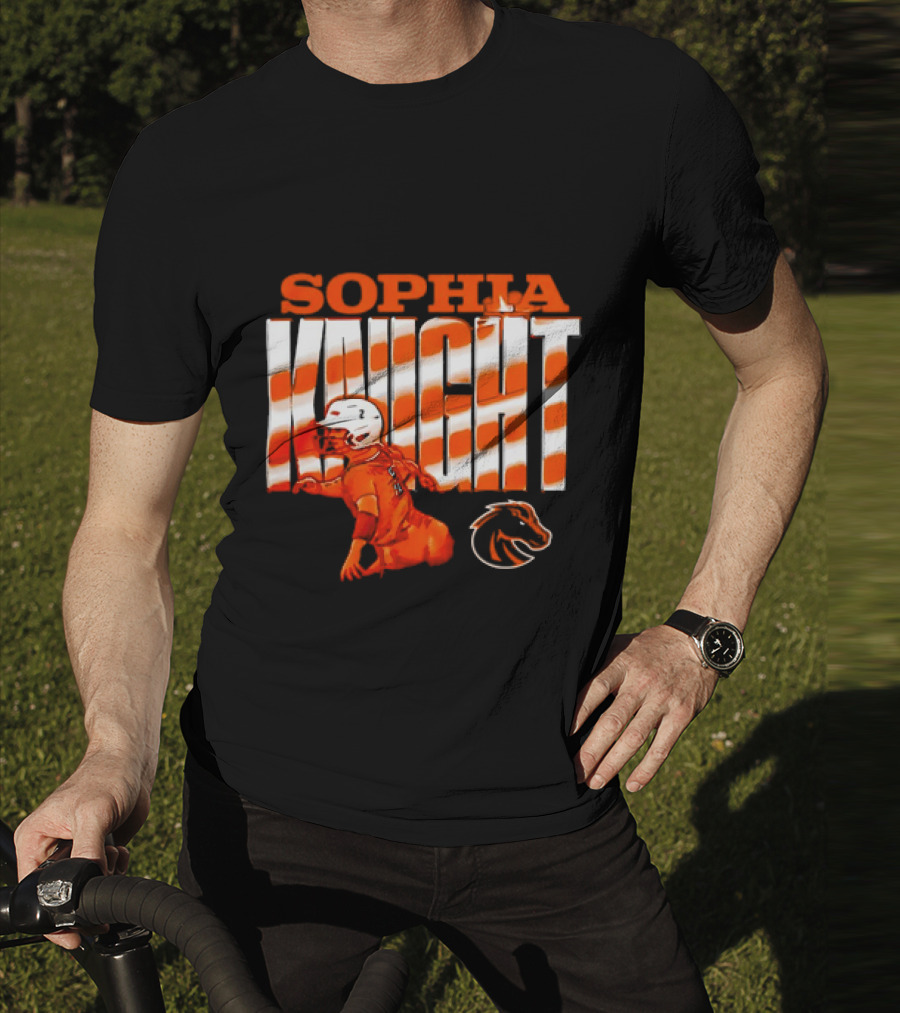 Boise State Broncos Sophia Knight Football Cartoon With Bronco T-Shirt