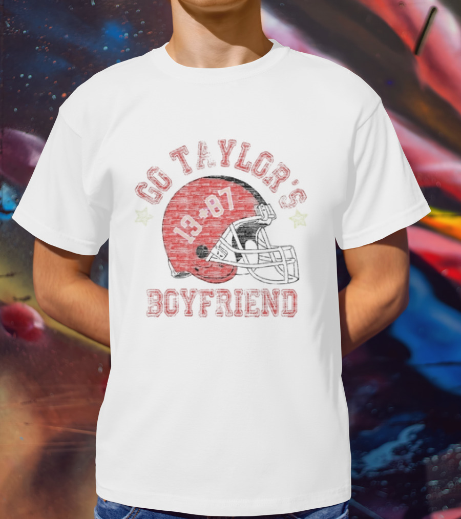 Go Taylor’s Boyfriend 13 87 Football Helmet T-Shirt