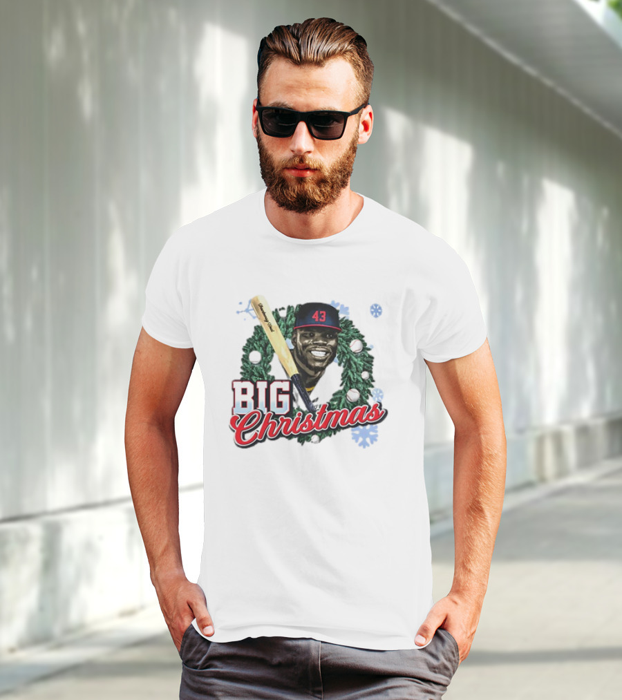 Jhonkensy Noel Cleveland Guardians Big Christmas 43 Vintage Baseball Wreath T-Shirt