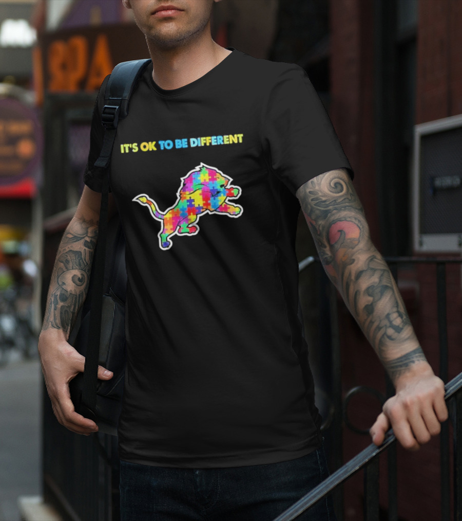 It's Ok To Be Different Autism Puzzle Lion T-Shirt