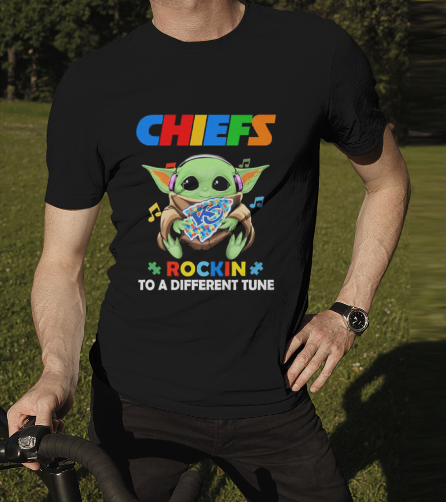 Kansas City Chiefs Baby Yoda Rockin Autism Tune T-Shirt