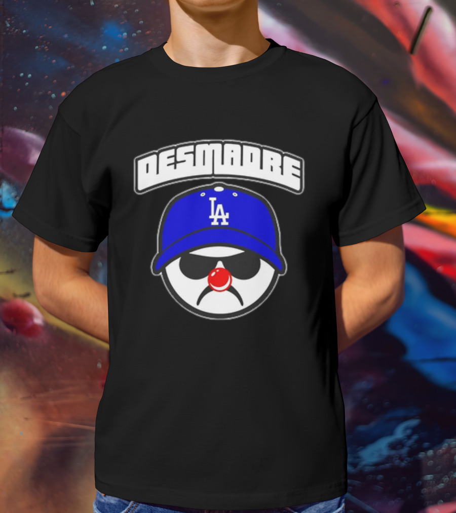 Desmadre LA Dodgers Blue Hat Clown Nose Face T-Shirt