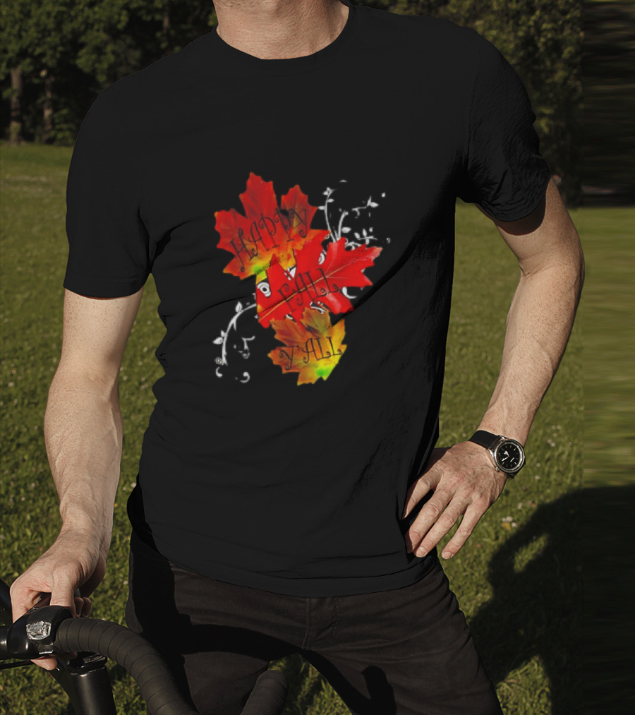 Happy Fall Y’all Red Leaves And Swirls T-Shirt