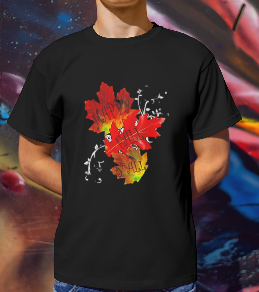 Happy Fall Y’all Red Leaves And Swirls T-Shirt