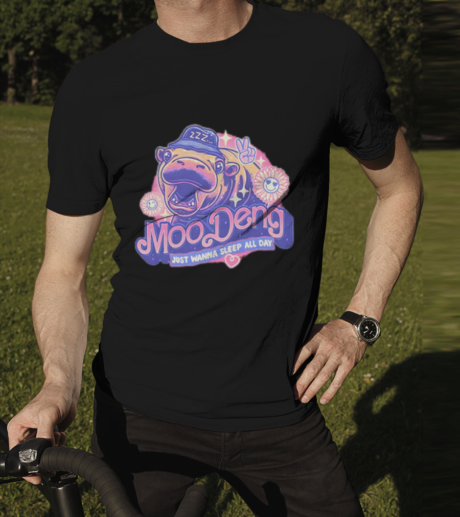 Moo Deng The Hippopotamus Peaceful Sleep ZZZ Just Wanna Sleep All Day T-Shirt