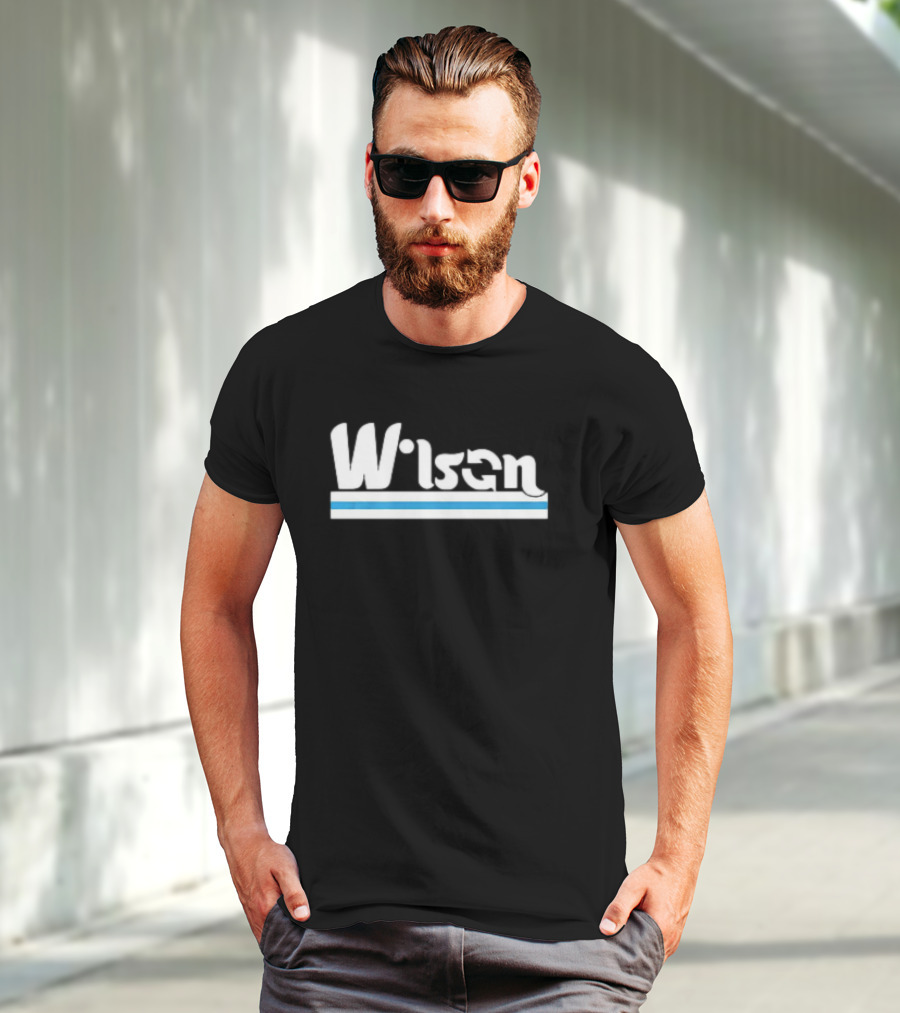 Wilson Retro Logo Style With Blue And White Stripe T-Shirt
