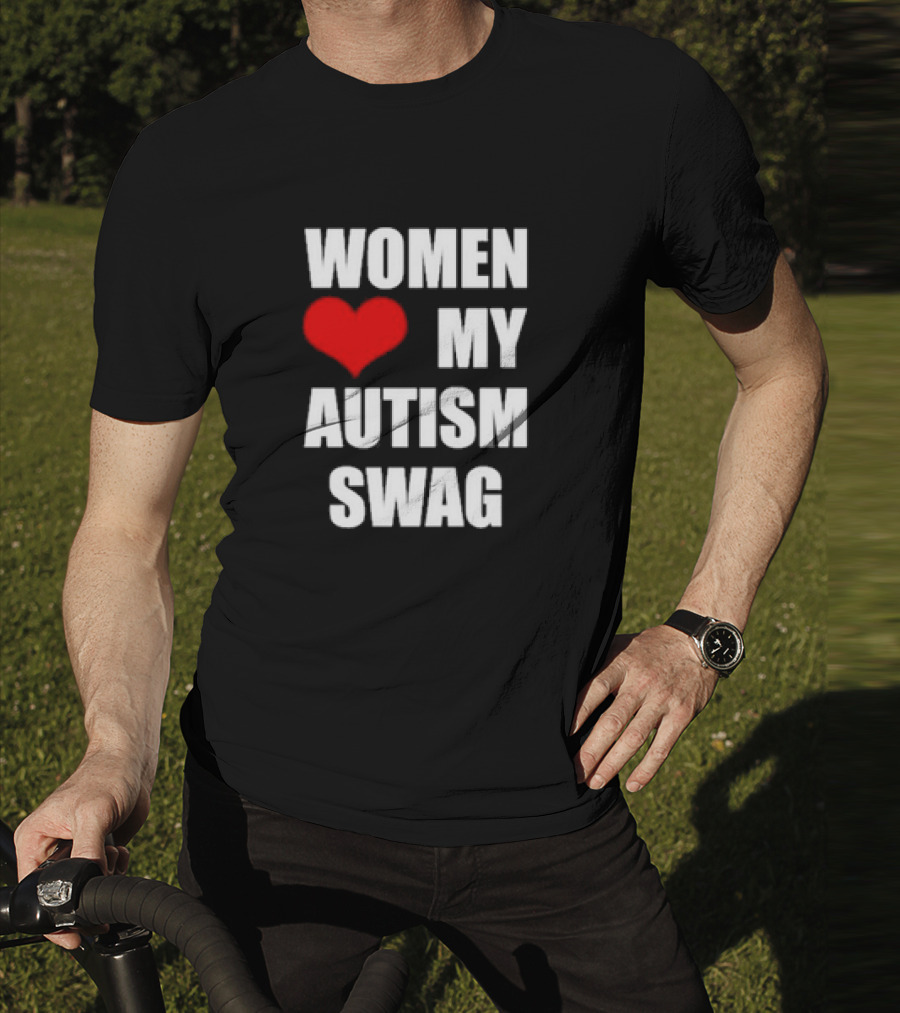 Women Love My Autism Swag Red Heart T-Shirt