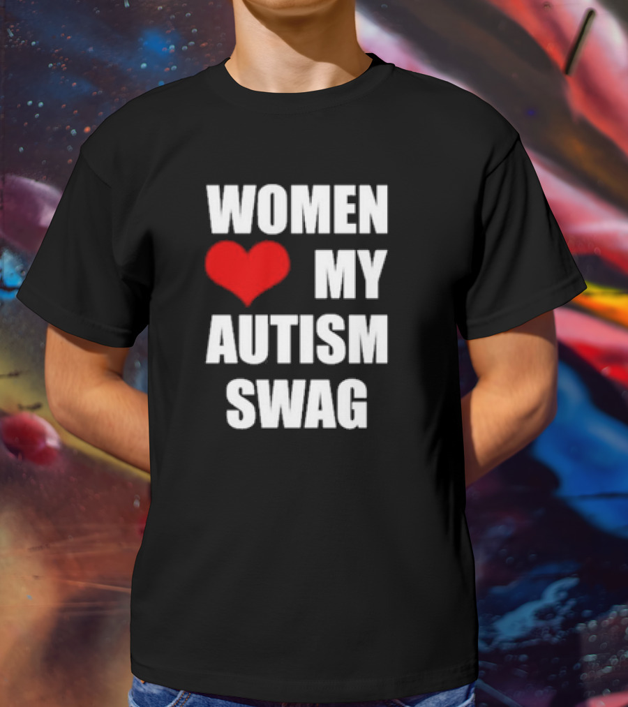 Women Love My Autism Swag Red Heart T-Shirt
